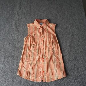 Columbia‎ Women's Plaid Button Down Sleeveless Shirt Blouse Orange Size M